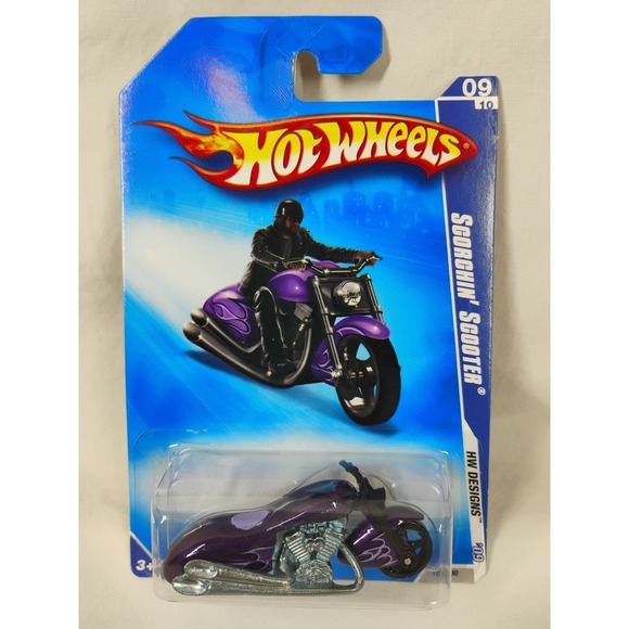 Hot Wheels Other - 2009 Hot Wheels #105 HW Designs 9/10 SCORCHIN SCOOTER Purple w/Black